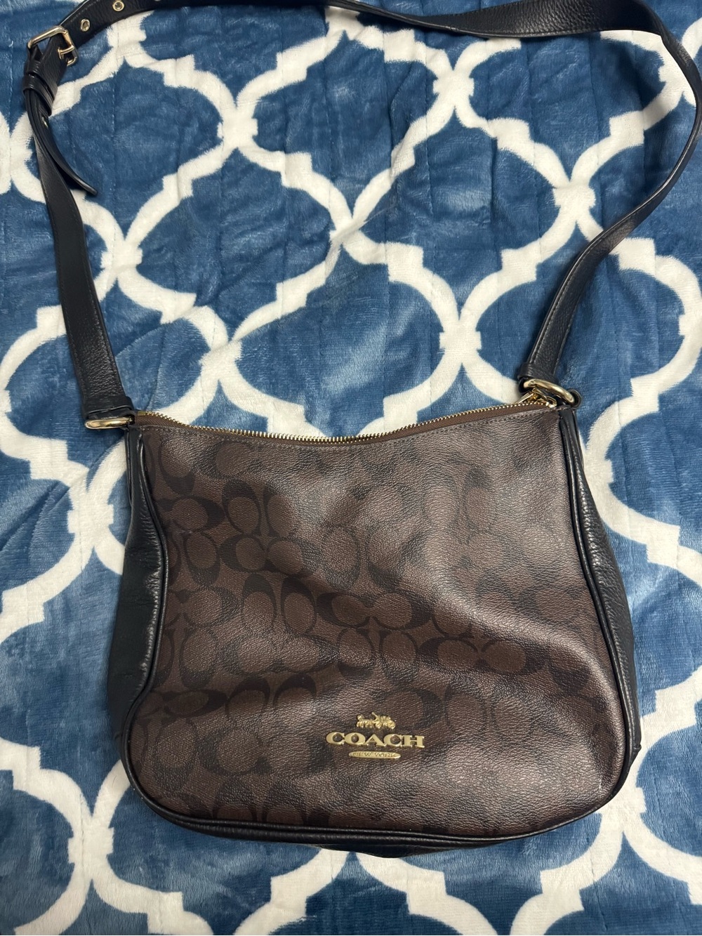 Coach Brown and Black Signature Crossbody Bag
